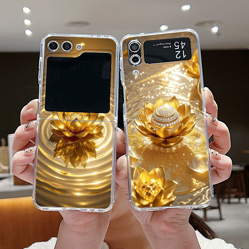 Embroidery Embellishments - Creative Golden Lotus Flower Pattern Phone