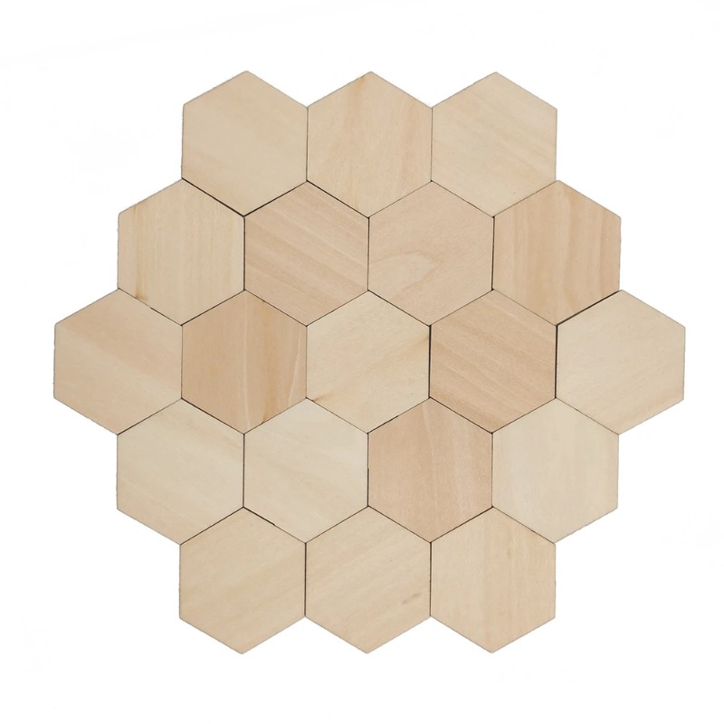 Craft Embellishment - 10-120mm Wooden Hexagon Blank Slices Unfinished