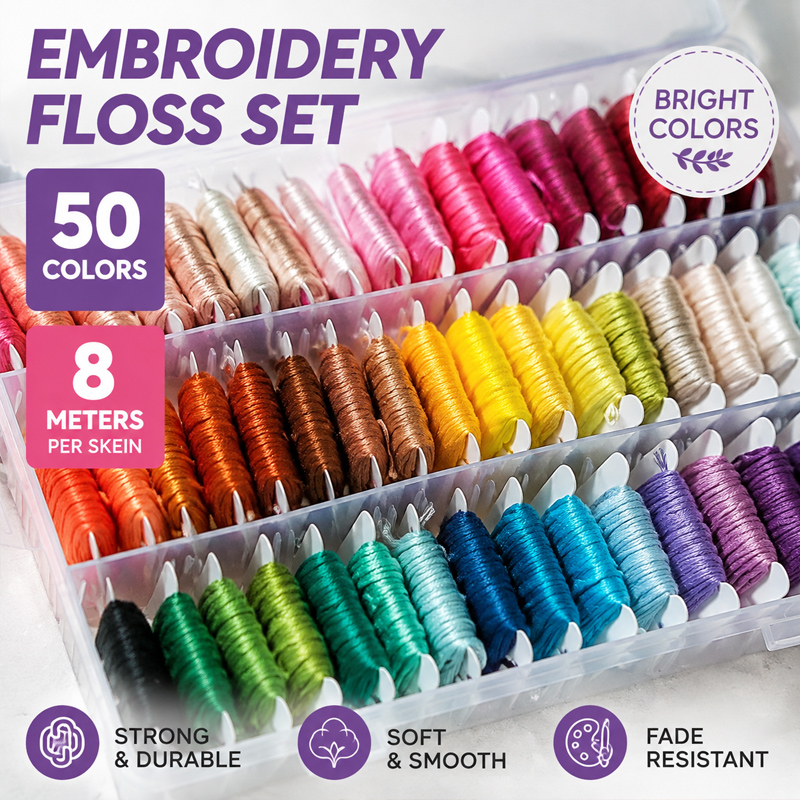 Embroidery Craft - 100% Cotton Embroidery Thread Kit with