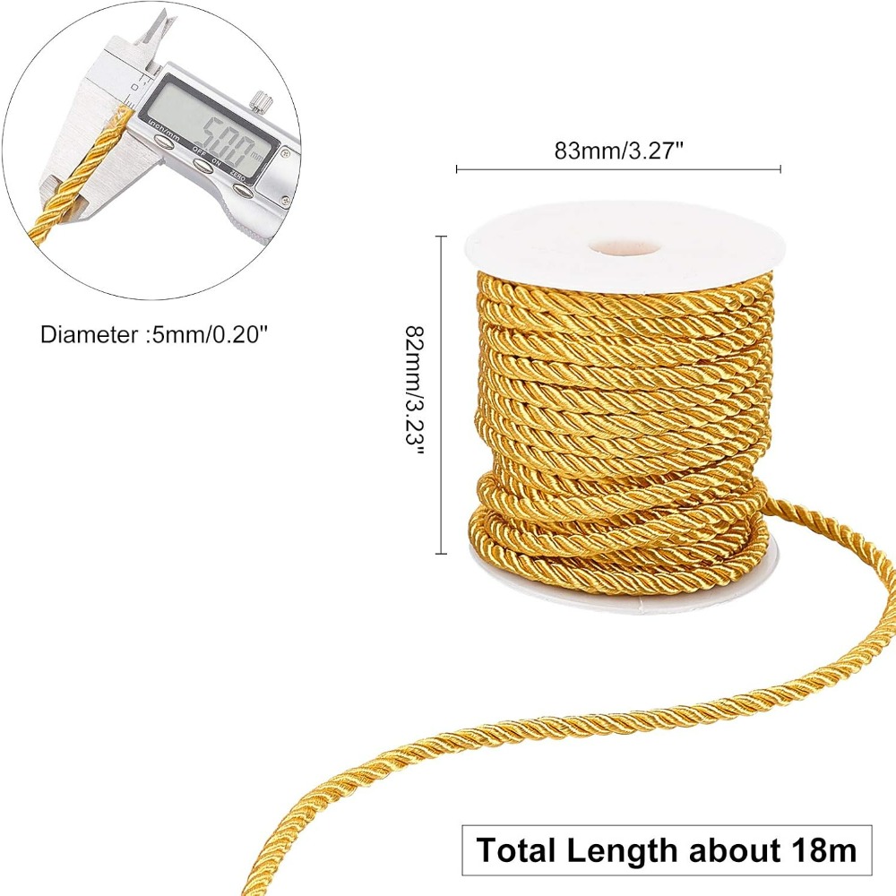 1 Roll 59 Feet Gold Cord 5mm T - огляд і ціна Cord Trim Twisted