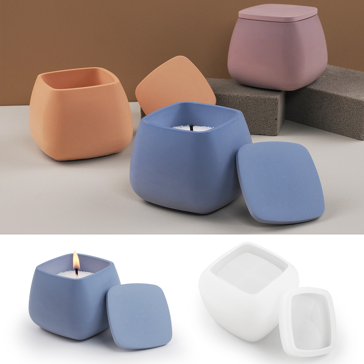 Square Candle Jar Silicone Mol - огляд і ціна Craft Embellishment Storage