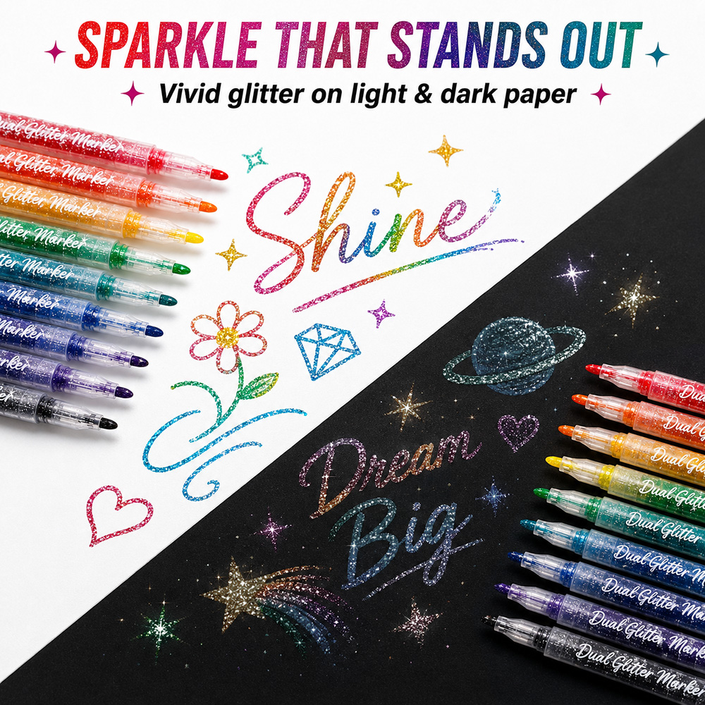 12Pcs Dual Tip Glitter Markers - огляд і ціна Glitter Vinyl Roll