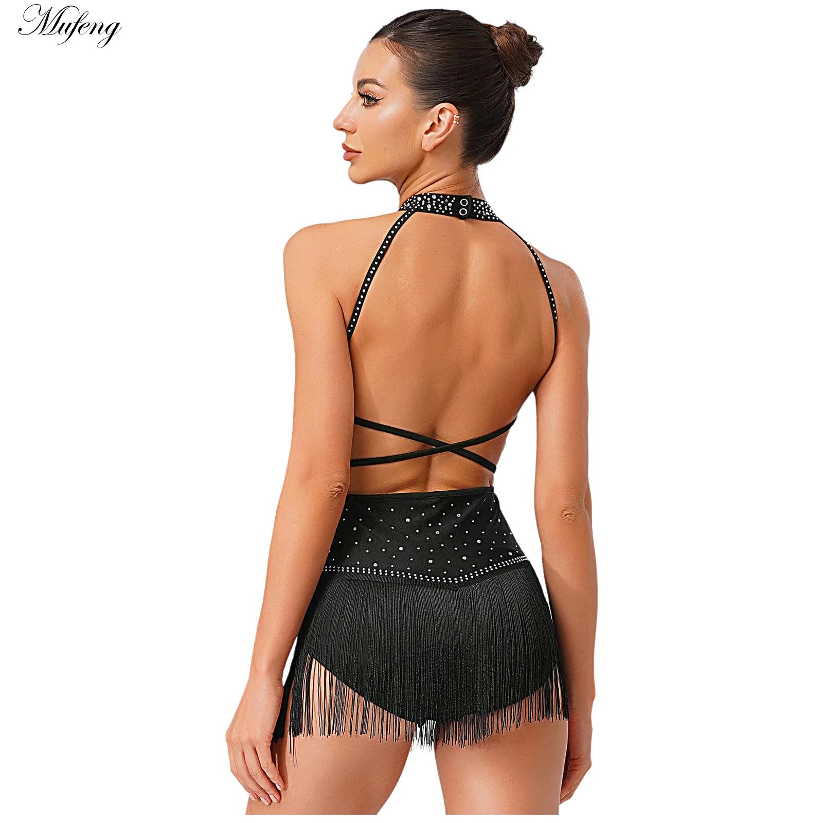 Women Dance Rhythmic Dresses S - огляд і ціна Rhinestone Banding Trim