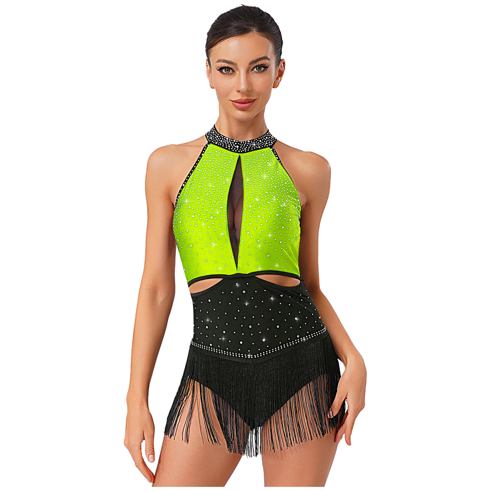 Women Dance Rhythmic Dresses S - огляд і ціна Rhinestone Banding Trim