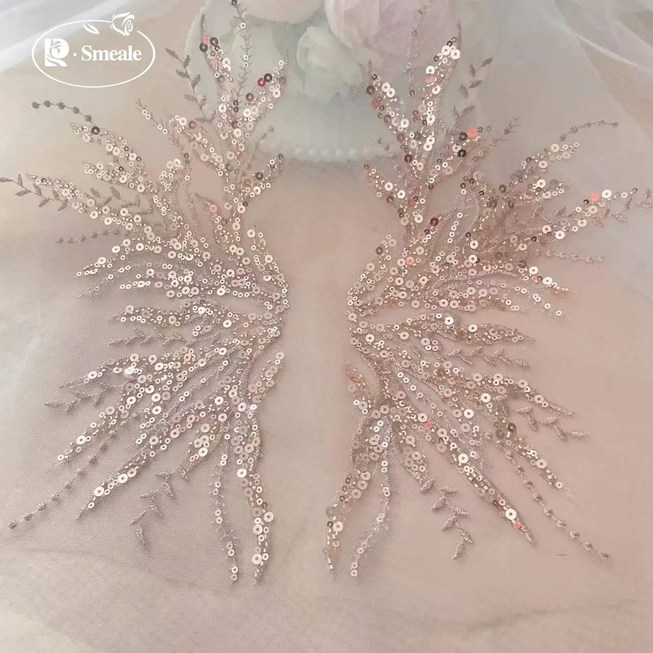 5Pair-2Pair.Rose Gold Sequin T - огляд і ціна Applique Patch Flower
