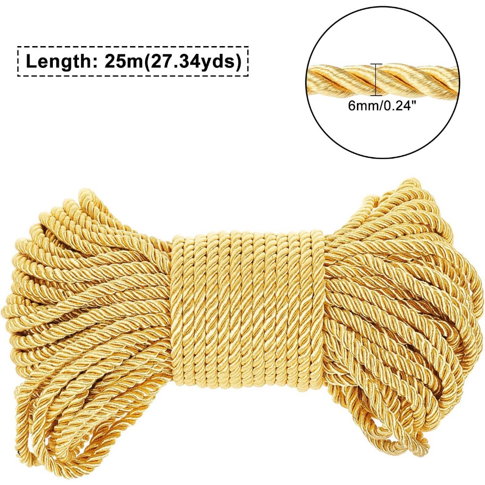 6mm Gold Cord 27 Yards Twisted - огляд і ціна Cord Trim Twisted