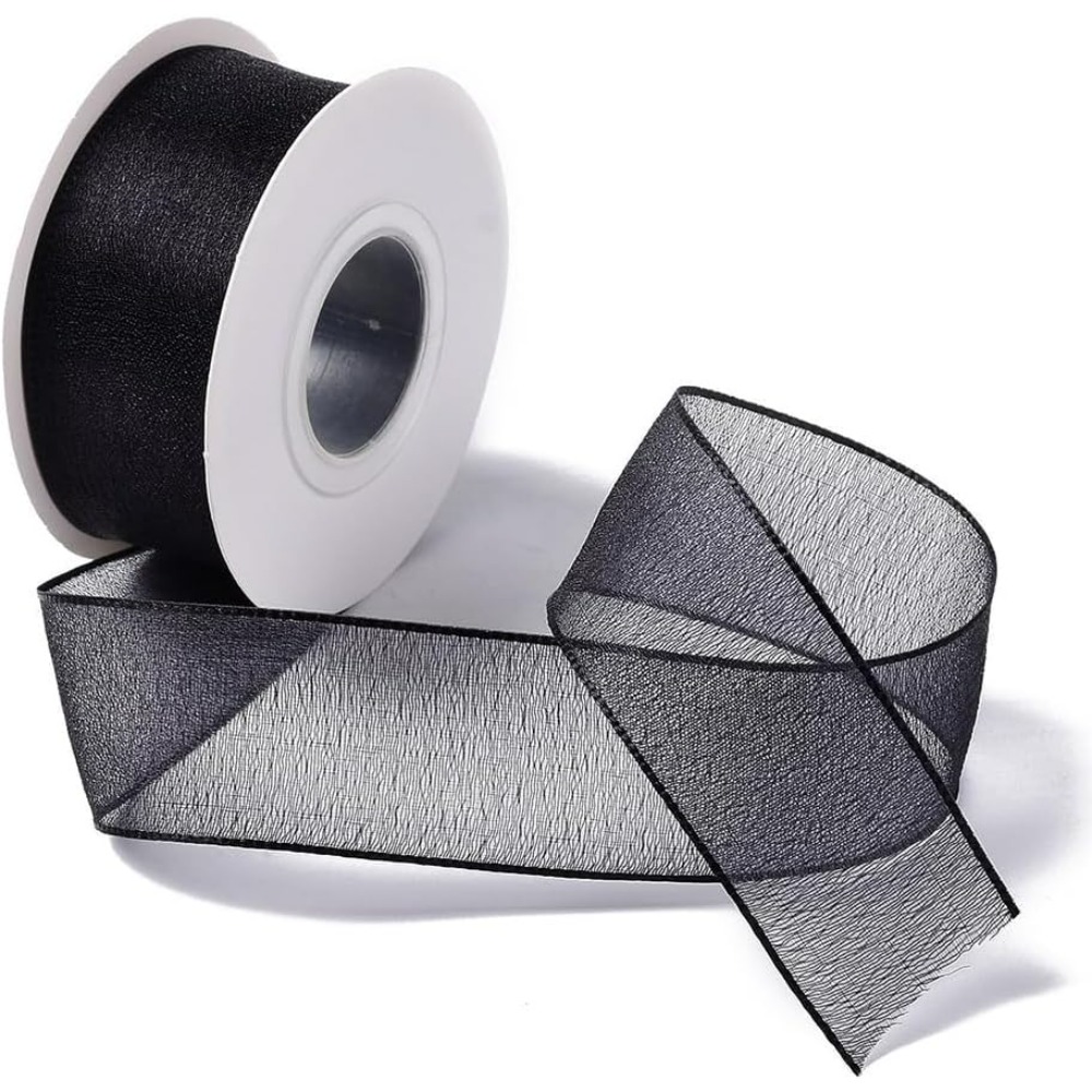 1Inch Black Organza Ribbon Wir - огляд і ціна Organza Ribbon Spool
