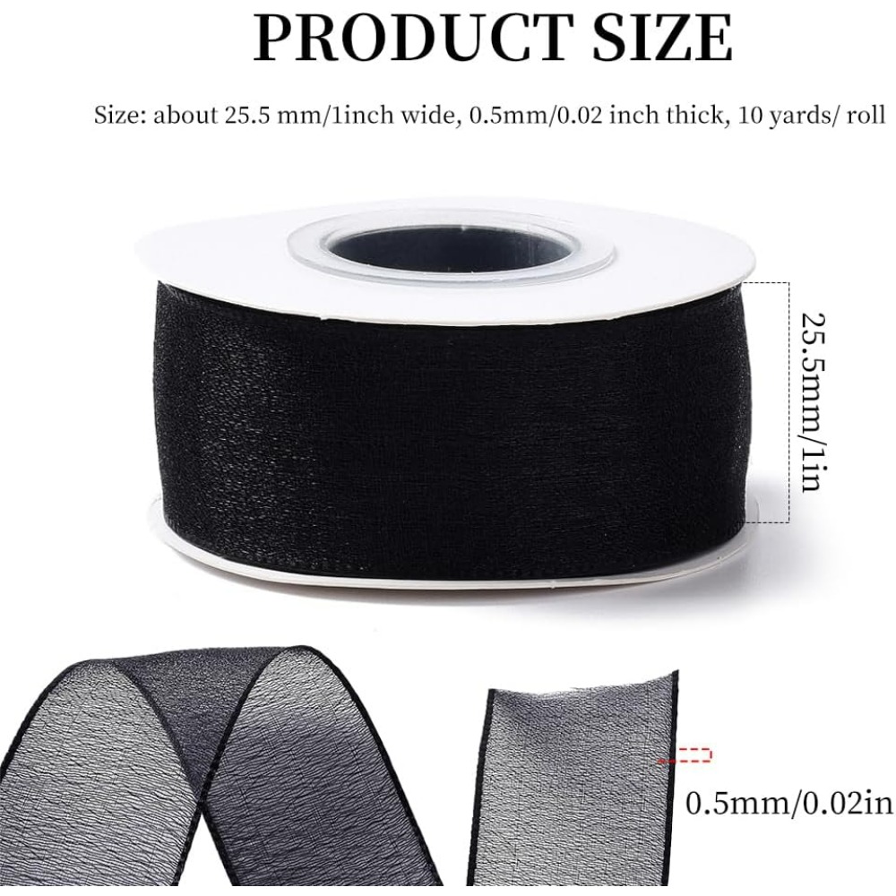 1Inch Black Organza Ribbon Wir - огляд і ціна Organza Ribbon Spool