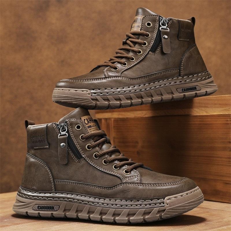 Men Leather High Top Ankle Boo - огляд і ціна Guipure Lace Panel
