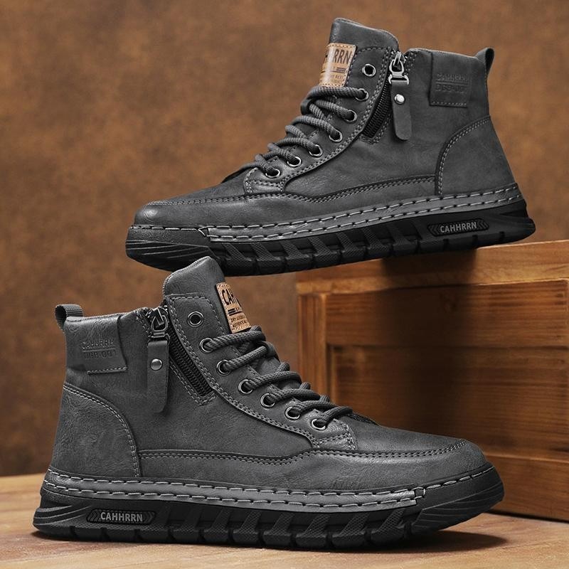 Men Leather High Top Ankle Boo - огляд і ціна Guipure Lace Panel