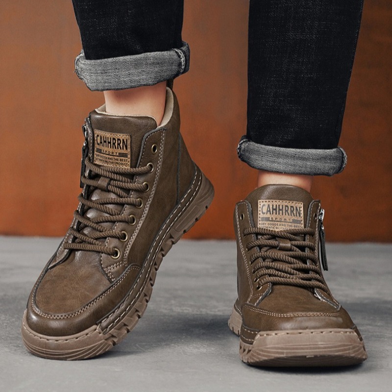 Men Leather High Top Ankle Boo - огляд і ціна Guipure Lace Panel