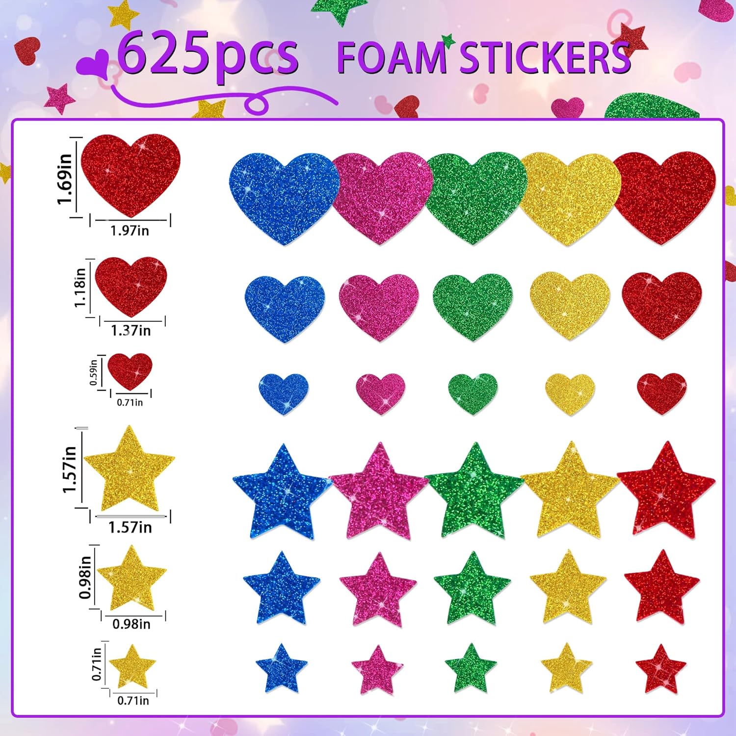 625Pcs Glitter Heart Foam Stic - огляд і ціна Glitter Vinyl Roll