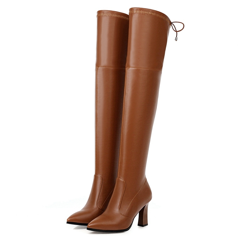 Elastic Thigh High Boots Women - огляд і ціна Guipure Lace Panel