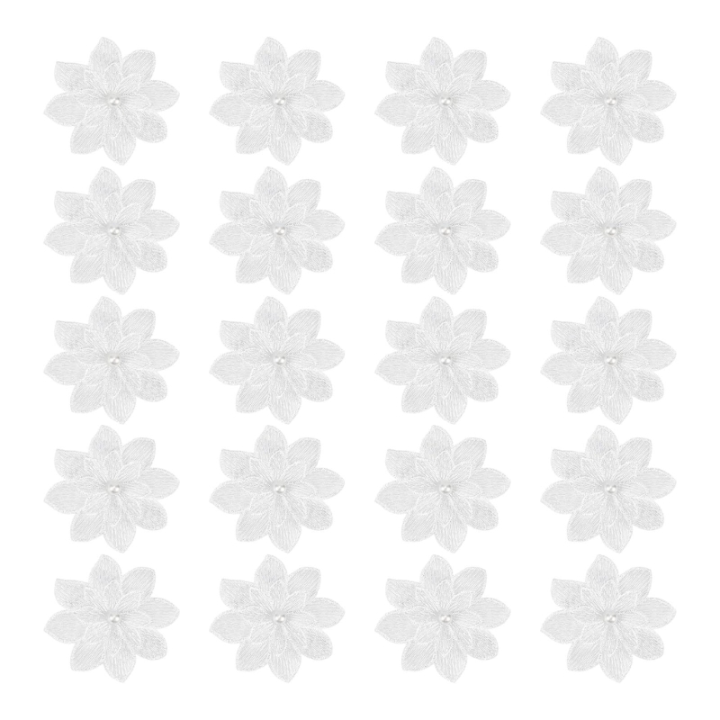 20Pack Decorative White Flower - огляд і ціна Applique Patch Flower