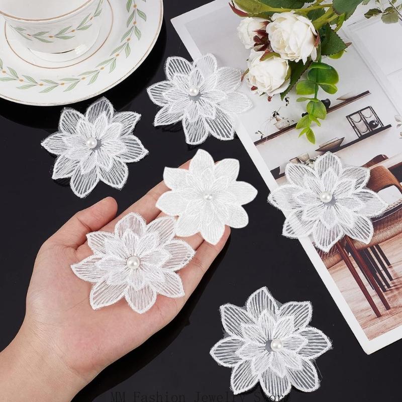 20Pack Decorative White Flower - огляд і ціна Applique Patch Flower