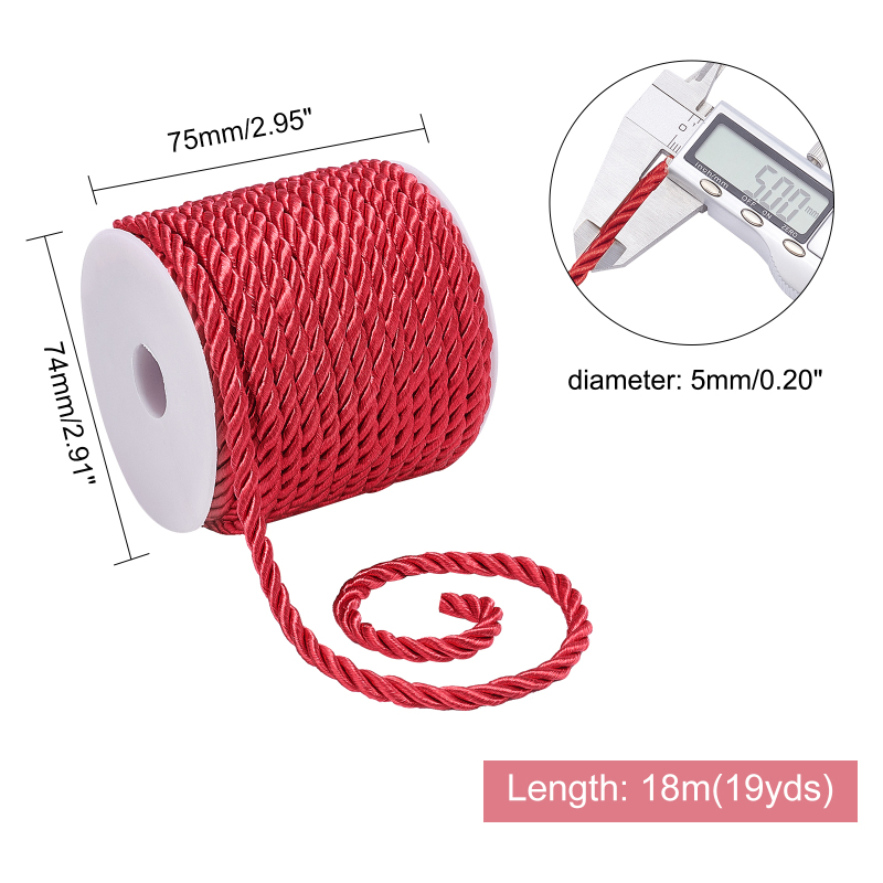 19.6 Yard Red Silk Rope 3-Ply  - огляд і ціна Cord Trim Twisted