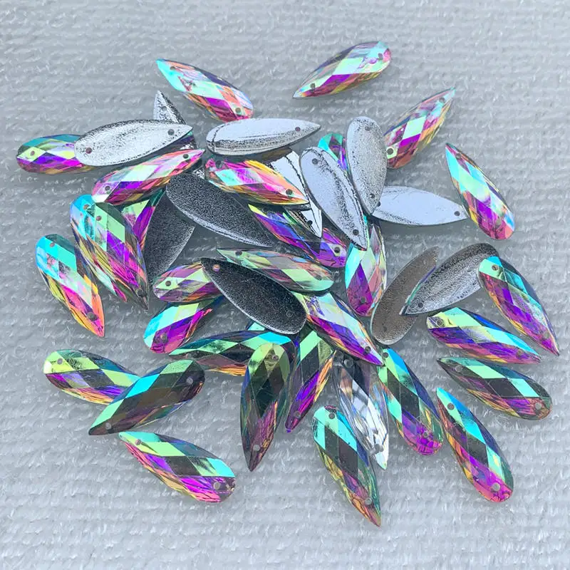40pcs 8*22mm Sewing white AB D - огляд і ціна Sew On Rhinestone