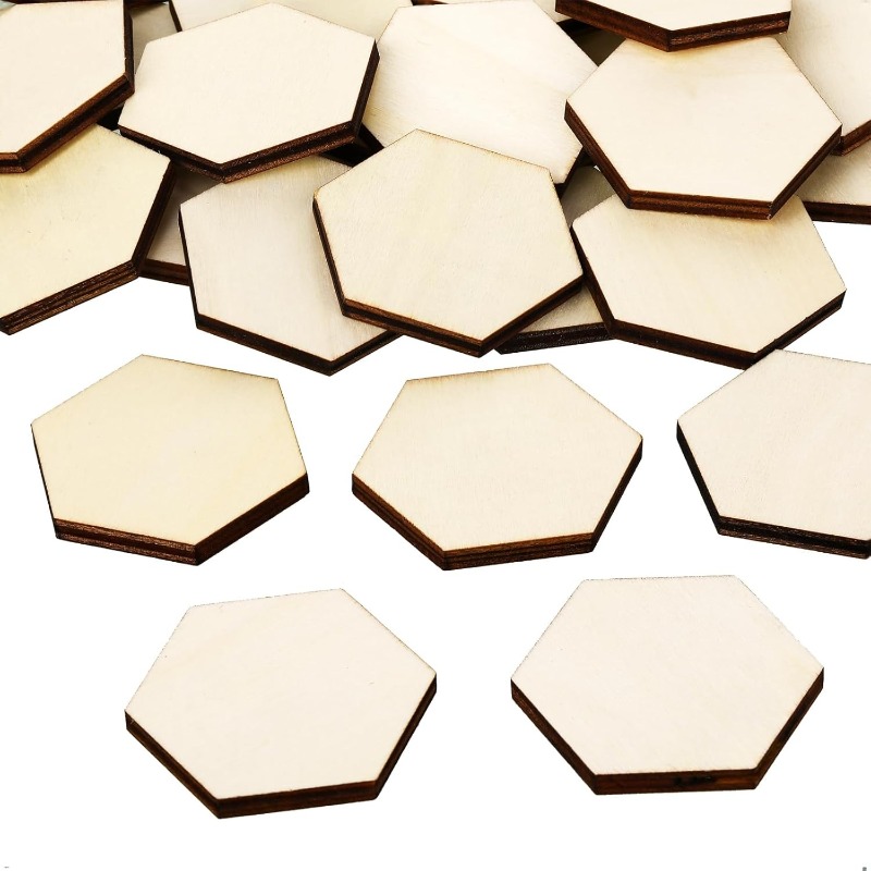 50PCS 4CM Unfinished Wood Hexa - огляд і ціна Craft Embellishment