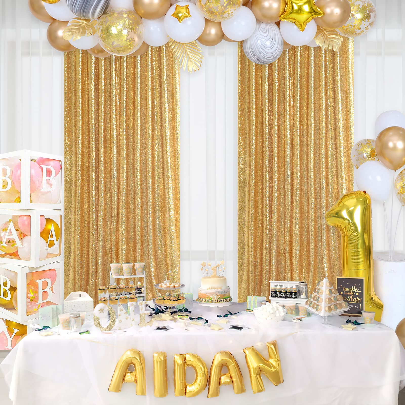 2PCS Gold Sequin Party Backdro - огляд і ціна Sequin Fabric Panel