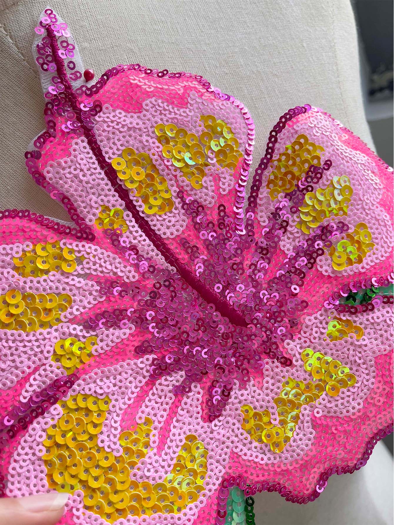1 Piece 26CM Shining Pink Sequ - огляд і ціна Applique Patch Flower