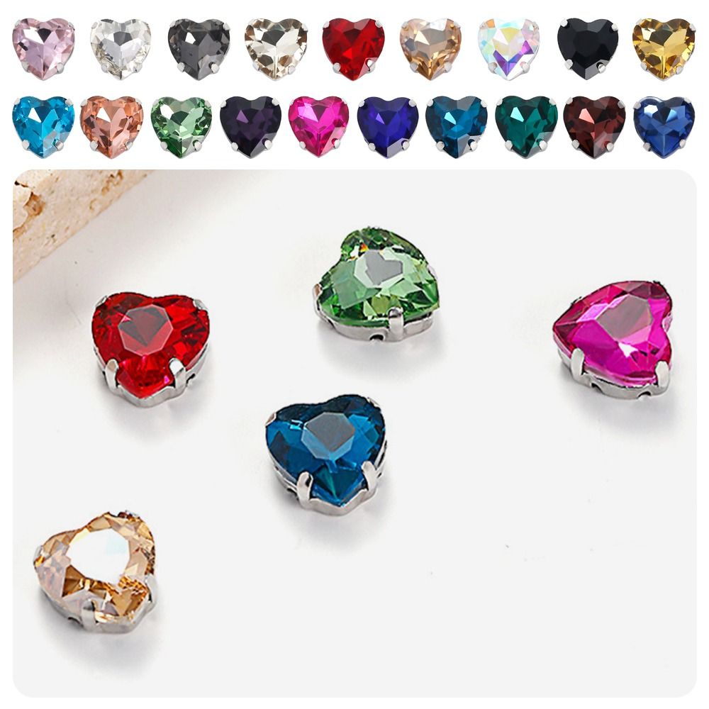 50Pcs/Pack Heart Shape Glitter - огляд і ціна Sew On Rhinestone